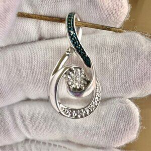 Vintage White Diamond Infinity Slide Pendant Sterling Silver Pendant